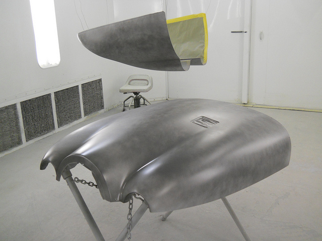 Lancair plane sanding painting